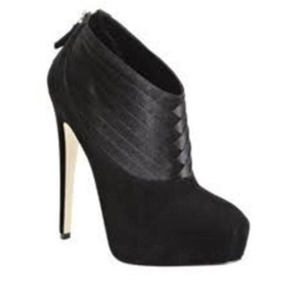 Brian Atwood DASHA Suede Satin Platform Ankle Booties Boots Shoes - Picture 1 of 12